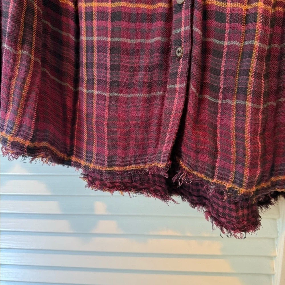 Free People Come On Over Plaid Button Down Top in Size XS